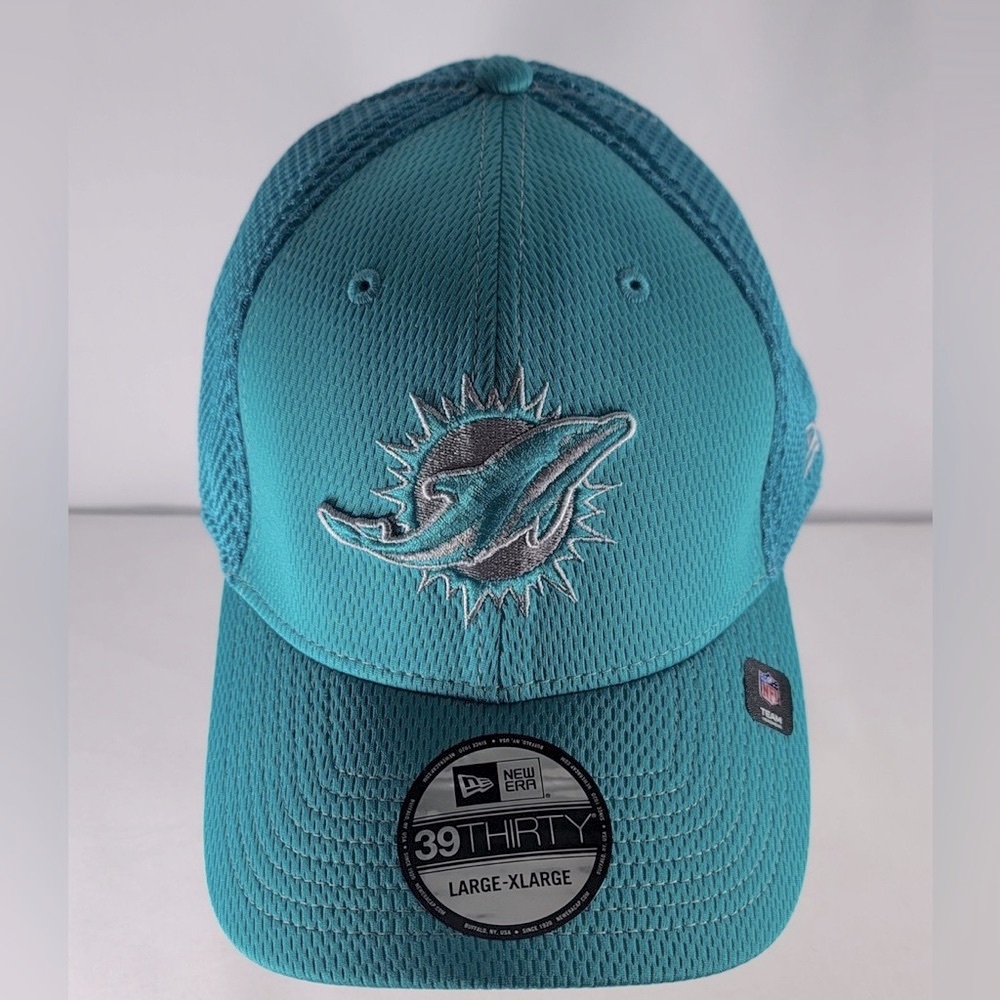 Men's Miami Dolphins‎ New Era Aqua Sideline 39THIRTY Flex Hat M/L